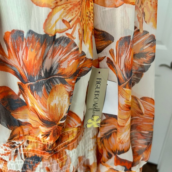 NWT! Figueroa & Flower Orange Tropical Print Smocked
Midi Dress -Plus Size 1X - Picture 7 of 14